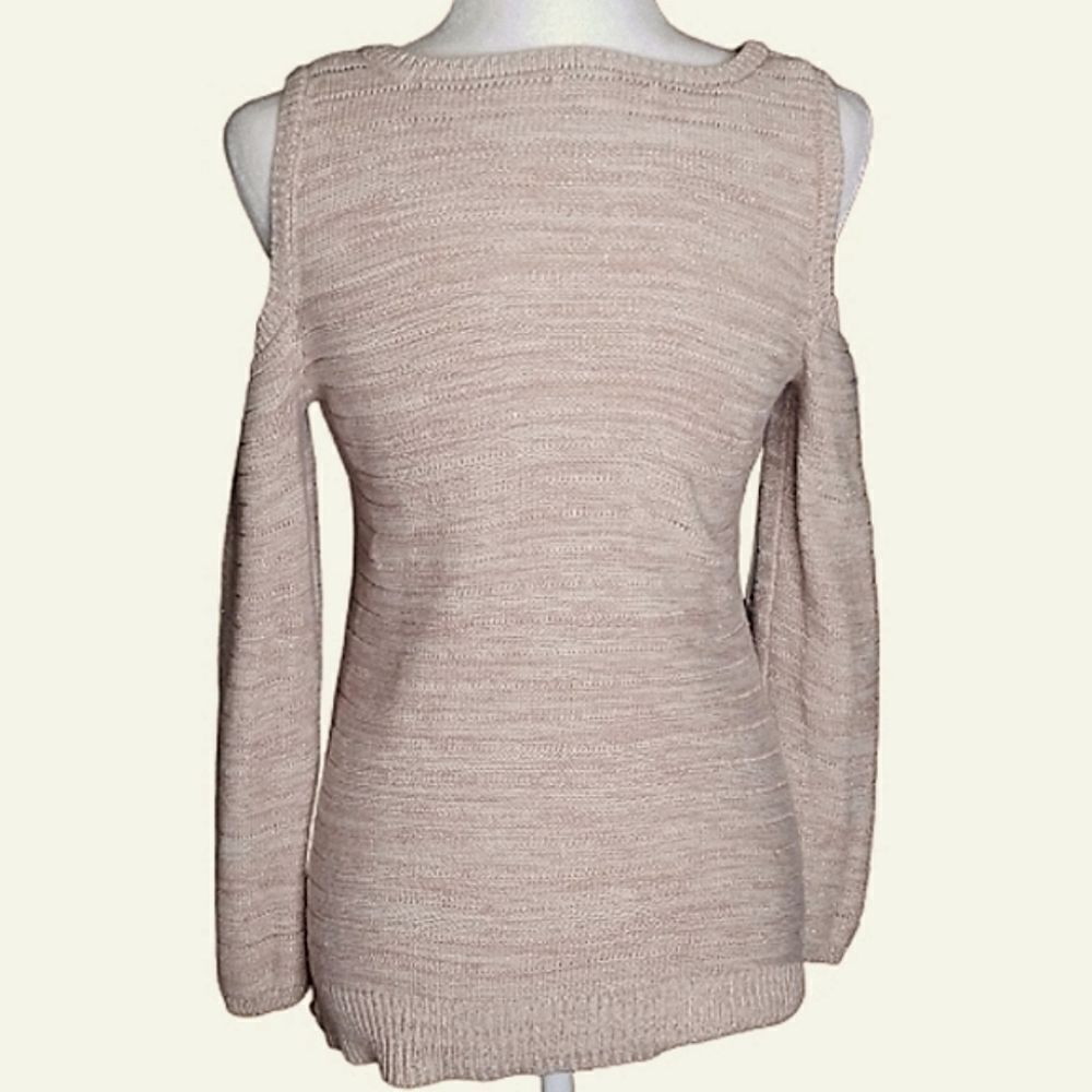 White House Black Market Cold Shoulder Pullover Cream Beige Sweater Size XSmall - Picture 4 of 10
